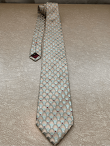 ERMENEGILDO ZEGNA Abstract Silk Pointed Neck Tie-Silver/Blue Designer 3.... - $11.48