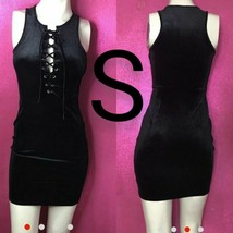 Black Sexy Front Tie Velvet Bodycon Dress~Size S NWOT - £24.94 GBP