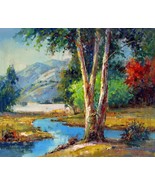 20x24 inches Mountain  stretched Oil Painting Canvas Art Wall Decor mode... - £71.48 GBP