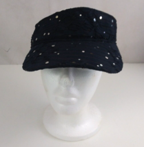 Women&#39;s Navy Blue Sequined Lace Embroidered Adjustable Visor Cap - £10.91 GBP