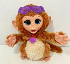 Hasbro Furreal Friends Baby Cuddles My Giggly Monkey chimp toy purple gl... - $11.87