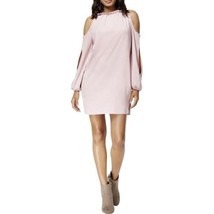 Kensie Faux Suede Cold Shoulder Shift Cocktail Party Dress, Cameo Pink, ... - $25.00