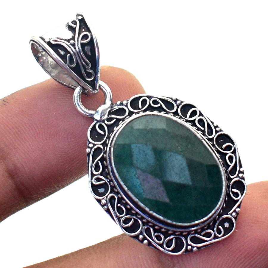 Sakota Mines Emerald Vintage Style Gemstone Ethnic Pendant Jewelry 1.80" SA 1753 - £3.98 GBP