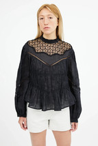 Isabel Marant Womens Samantha Embroidered Smocked Lace Blouse Tunic Top Sz M 38 - £99.61 GBP