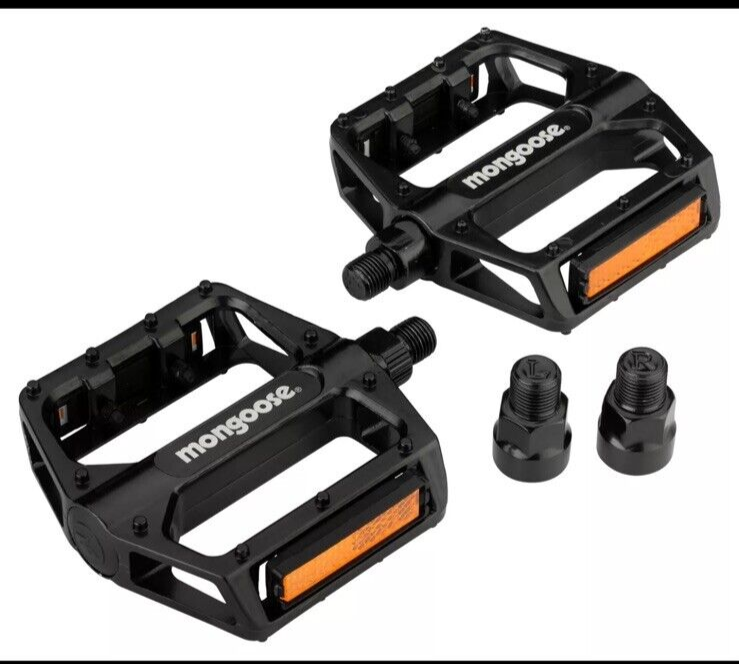 Mongoose Adult Mountain Bike Pedals, 1/2" and 9/16" Adapters, Durable Alloy B... - $16.71