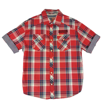 ROLLING PAPER Co Union Made Men&#39;s L Red Plaid Workman Utility Shirt - £19.33 GBP