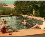 Swimming Pool Meadowside Mt Pocono PA Hand Colored Collotype Postcard C14 - £7.79 GBP