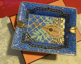 Hermes Cambiamento Vassoio Lute Porcellana Posacenere Blu Chitarra Pranzo Annata - £708.86 GBP