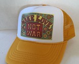 Vintage Make Love Not War Hat Trucker Hat Adjustable snapback Gold Party... - £11.98 GBP