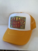 Vintage Make Love Not War Hat Trucker Hat Adjustable snapback Gold Party... - £11.97 GBP