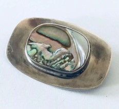 Vintage Age Fausing Danish Modern Sterling Silver And Abalone Shell Pin - £39.46 GBP