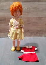 Vintage Little Orphan Annie 11&#39;&#39; Doll Knickerbocker Toy Co 1982 Extra Red Dress - £17.29 GBP