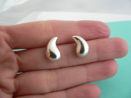 Tiffany &amp; Co Silver Peretti Silver Medium Tear Teardrop Earrings Gift Lo... - £210.30 GBP