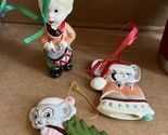 lot vtg porcelain/ceramic Christmas Tree Ornaments Mouse Drummer Boy Car... - $7.87