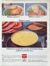 1966 Campbell&#39;s Vintage Print Ad Delicious Cream Of Chicken Soup Makes A Meal - £11.52 GBP