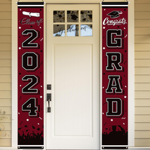 2024 Graduation Party Decorations Porch Sign Banner Maroon Large Congrats Grad P - £16.72 GBP
