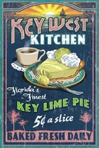 FRAMED CANVAS ART PRINT vintage key west sunset kitchen key lime pie and coffee - £31.64 GBP+