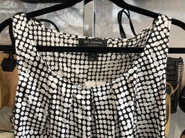 ST. JOHN Black &amp; Cream Silk Blend Pleated Front Sleeveless Top Sz 8 - $117.70