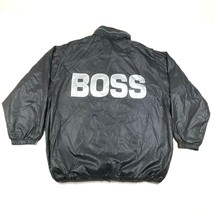 Vintage BOSS Hi Tech Style Jacket Coat Mens L Black Silver Lined Rap Hip Hop - £55.02 GBP