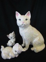 Large Ceramic Life Size Cat and Kitten Figurines - Pearlized Iridescent ... - £11.76 GBP