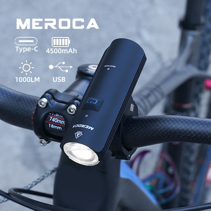 MEROCA Bicycle Front Light Type C Rechargeable 4500mAh Ipx5 Rainproof Led - £21.59 GBP