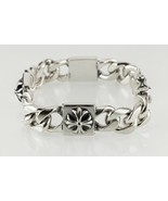 Sterling Silver Men&#39;s Chunky Link Bracelet with Cross Accents 105 Grams - $1,304.94