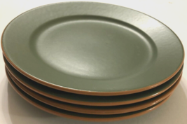 Set of 4 WSP Casa Verde Terra Cotta Green Portugal Brown Rim Dinner Plate 10.75&quot; - £62.44 GBP