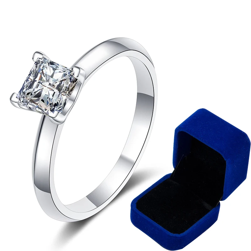 2CT Moissanite Wedding Ring Solitaire Princess Cut Diamond Engagement Rings Ster - £89.47 GBP