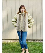 VTG Coyote fur puffer coat jacket 1970s Plastic Zipper Womens M Unique S... - $8,123.45 MXN