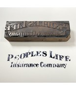 Vintage Printing block People’s Life Insurance Company 4 5/8 x 1/4” - $13.17