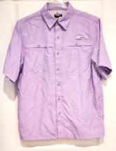 Habit Shirt Mens M Short Sleeve Lavender Lightweight Pockets Button Fishing - $22.75