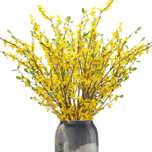 Artificial Forsythia Branches, 6 Pcs 39.4 Inch Cherry Blossom, Spring Flowers  - £25.95 GBP
