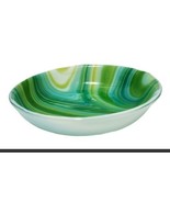 Agate Stone Style Bowl Green Art Glass Round Bowl Multi Colored Swirl De... - £14.69 GBP