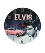Elvis Presley wall clock round battery operated pink Cadillac and Elvis ... - $502.01 MXN