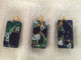 Green/Turquoise/Black Murano Glass Pendant - $30.00