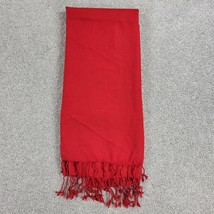 VINTAGE Company C Throw 44&quot;W x 86&quot; Red Pure Wool Knit Hand Twisted Fringe - £20.57 GBP