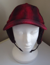 GoodFellow &amp; co Wool Blend Red Buffalo Plaid Ear Flap Hat Sz M/L Snap Chin Strap - £9.49 GBP