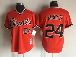 SF Giants #24 Willie Mays Jersey Old Style Uniform Orange - £35.97 GBP