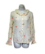 Intropia Embroidered Bouquets Button down Blouse Size 38 - $44.54