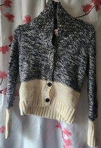 Women&#39;s GAP Blue Heather Cream Cardigan Wool Sweater Size XS - £31.50 GBP