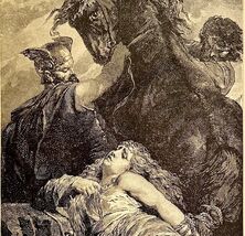 Death Of Brunehaut Victorian Print 1901 Woman History Ephemera Antique D... - $28.01 CAD