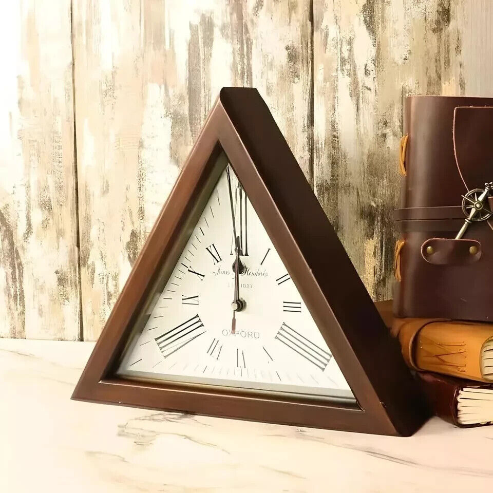 Triangle Wooden Clock 12 inches Wooden Triangle Wall Clock  Wall Decorative