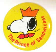 Vintage 1970 SNOOPY PEANUTS The Prince of Sandwiches Metal Tab Charles Schultz - £15.97 GBP