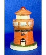 Vintage Porcelain Pill Box, Lighthouse, Hand Painted, 3.5&quot; Tall - $46.53