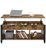 Lift Top Coffee Table With Hidden Storage Compartment &amp; Shelf Rustic Bro... - £172.61 GBP