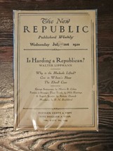 The New Republic Published Weekly, Wednesday July 21st 1920 Vol X XIII N... - £31.06 GBP