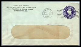 1938 US Ad Cover - National Bank Of Boyertown, Pennsylvania J8  - £2.32 GBP