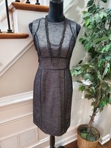 Ann Taylor Women&#39;s Gray Viscose Round Neck Sleeveless Knee Length Dress Size 6 - £22.38 GBP