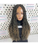 Wavy Curls Box Braid Braided Lace Front Frontal Wig With Curly Ends 1b/2... - £140.35 GBP