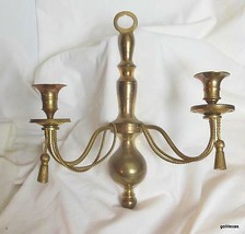 Vintage Cord and Tassle  Candle Sconce Solid Brass 13 x 12&quot; India - $39.60